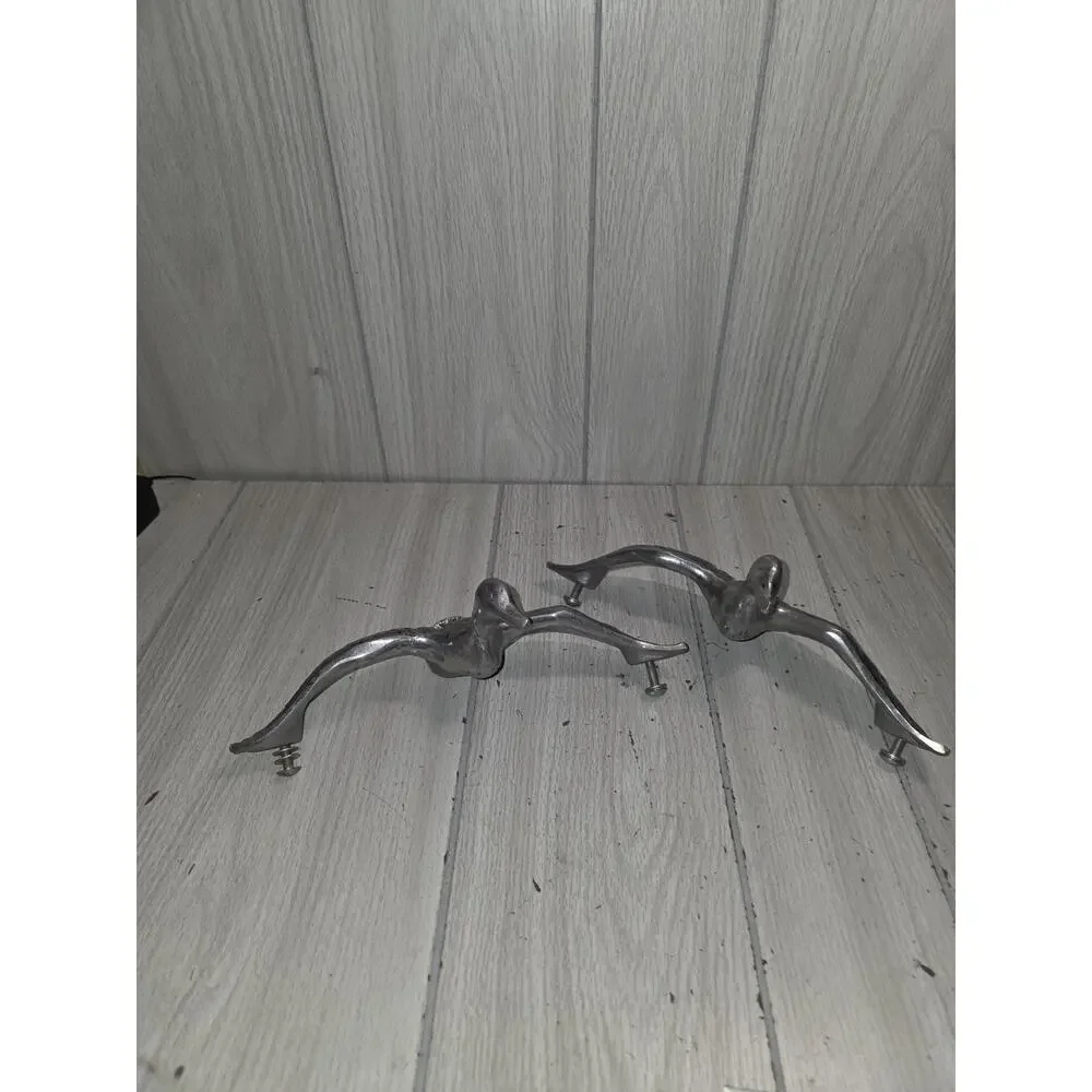 Vintage pewter Bruce Fox Mallard Duck Handles From Wilton Hardwood Serving Tray